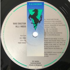 Wax Doctor - Wax Doctor - All I Need - R&S