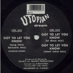 Utopian Dream - Utopian Dream - Got To Let You Know - WBR