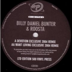 Billy Daniel Bunter & Roosta - Billy Daniel Bunter & Roosta - Devotion / Want Loving (Remixes) - Honey Pot 