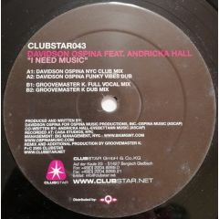 Davidson Ospina Feat. A Hall - Davidson Ospina Feat. A Hall - I Need Music - Clubstar