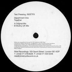 Department 1 - Department 1 - Together - Ride Recordings