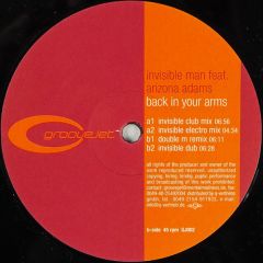 Invisible Man Ft Arizona Adams - Invisible Man Ft Arizona Adams - Back In Your Arms - Groovejet 
