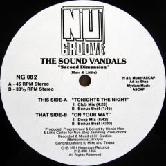The Sound Vandals - The Sound Vandals - Second Dimension - Nu Groove Records