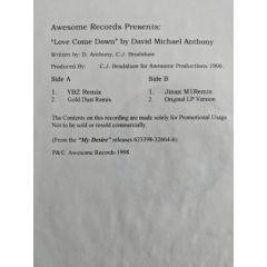 David Michael Anthony - David Michael Anthony - Love Come Down  - Not On Label