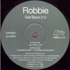 Robbie - Robbie - Get Back 2 U - Robs Records