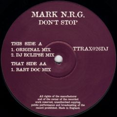 Mark Nrg - Mark Nrg - Don't Stop - Tripoli Trax