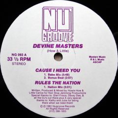 Devine Masters - Devine Masters - Cause I Need You - Nu Groove
