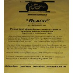 Unique Feat Angie Brown - Unique Feat Angie Brown - Reach - Vocal Records
