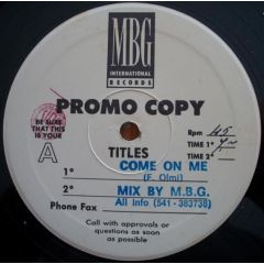 Blue Line - Blue Line - Come On Me - Mbg International Records