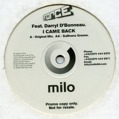 Darryl D'Bonneau - I Came Back - Milo