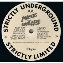 Masters Of The Universe - Masters Of The Universe - Space Talk / Check It Out - Strictly Underground