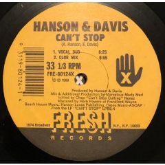 Hanson & Davis - Hanson & Davis - Can't Stop - Fresh