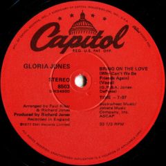 Gloria Jones - Gloria Jones - Bring On The Love (Why Can't We Be Friends Again) - Capitol