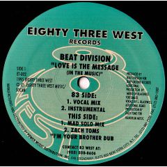 Beat Division - Beat Division - Love Is The Message (In The Music) - 83 West