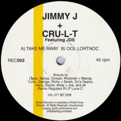 Jimmy J & Cru-L-T Featuring J.D.S. - Jimmy J & Cru-L-T Featuring J.D.S. - Take Me Away / Ool Lortnoc - Remix Records