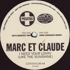 Marc Et Claude - Marc Et Claude - I Need Your Lovin' (Remixes) - Positiva