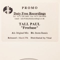 Tall Paul - Tall Paul - Freebase - Duty Free Recordings