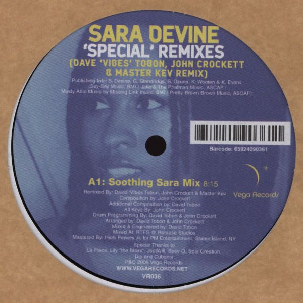 Sara Devine - Special (Remixes) (Dave 'Vibes' Tobon, John Crockett & Master Kev Remix) - Vega Records